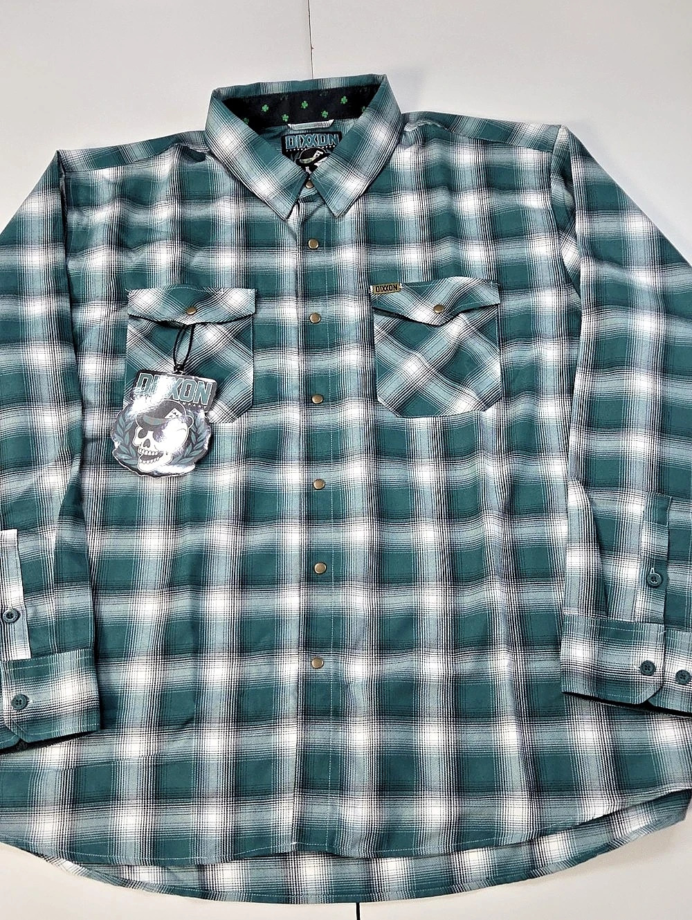 Dixxon Russell Plaid Snap Button Down in Green & White 4X NWT